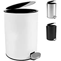 Bamodi Cubo de Basura con Pedal Premium Pequeñas papeleras de baño (Blanco)